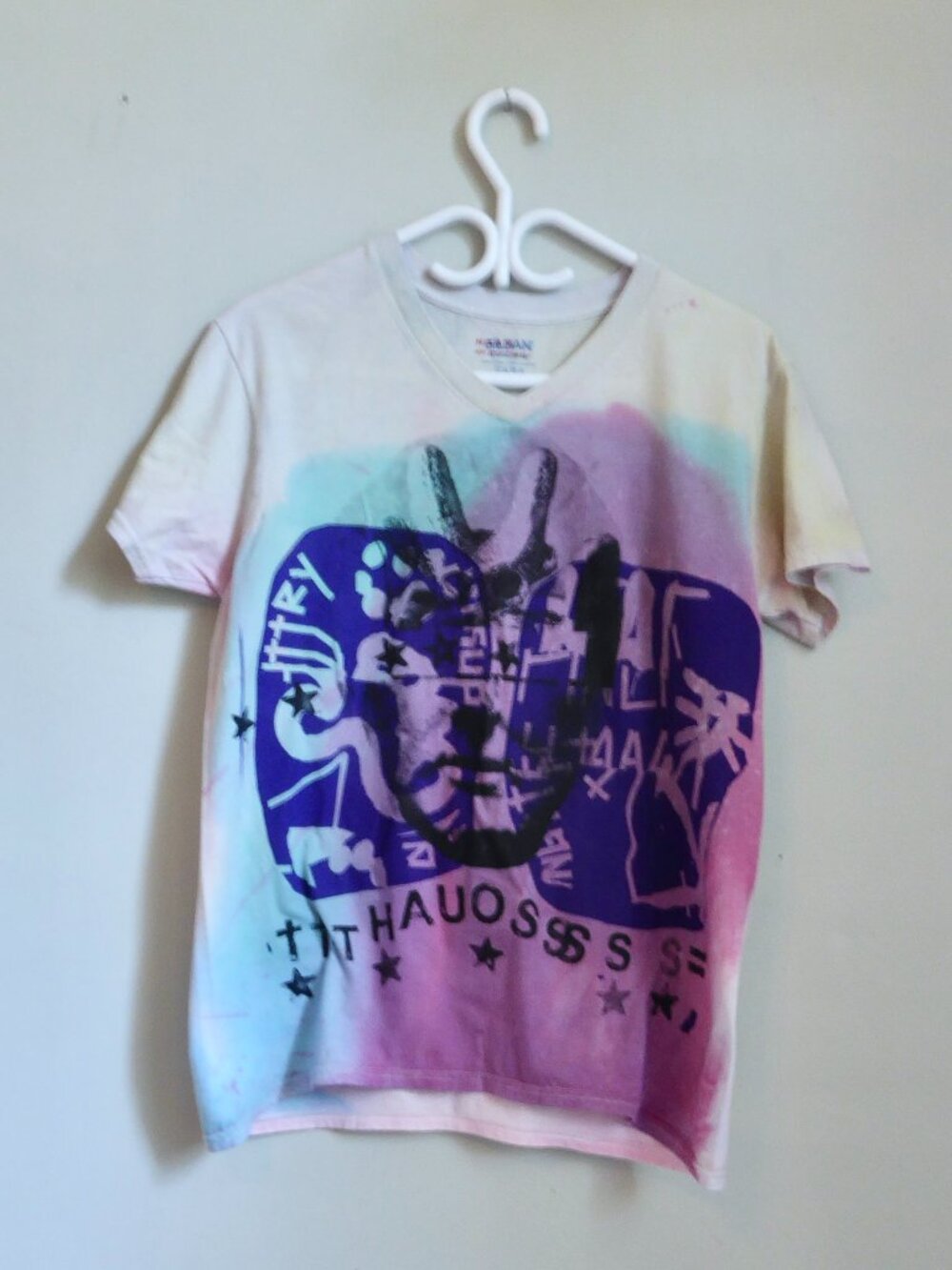 Handcrafted Color-Stained Silkscreen Art Tee – Punk Graphic T-Shirt | One of a K
